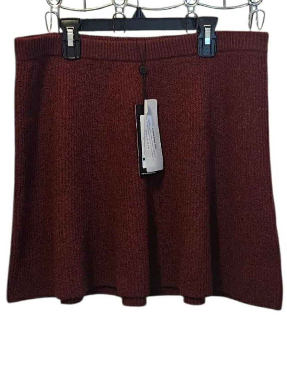 French Connection Size L Vhari Recycled Knit Cabernet Red Women's Mini Skirt
